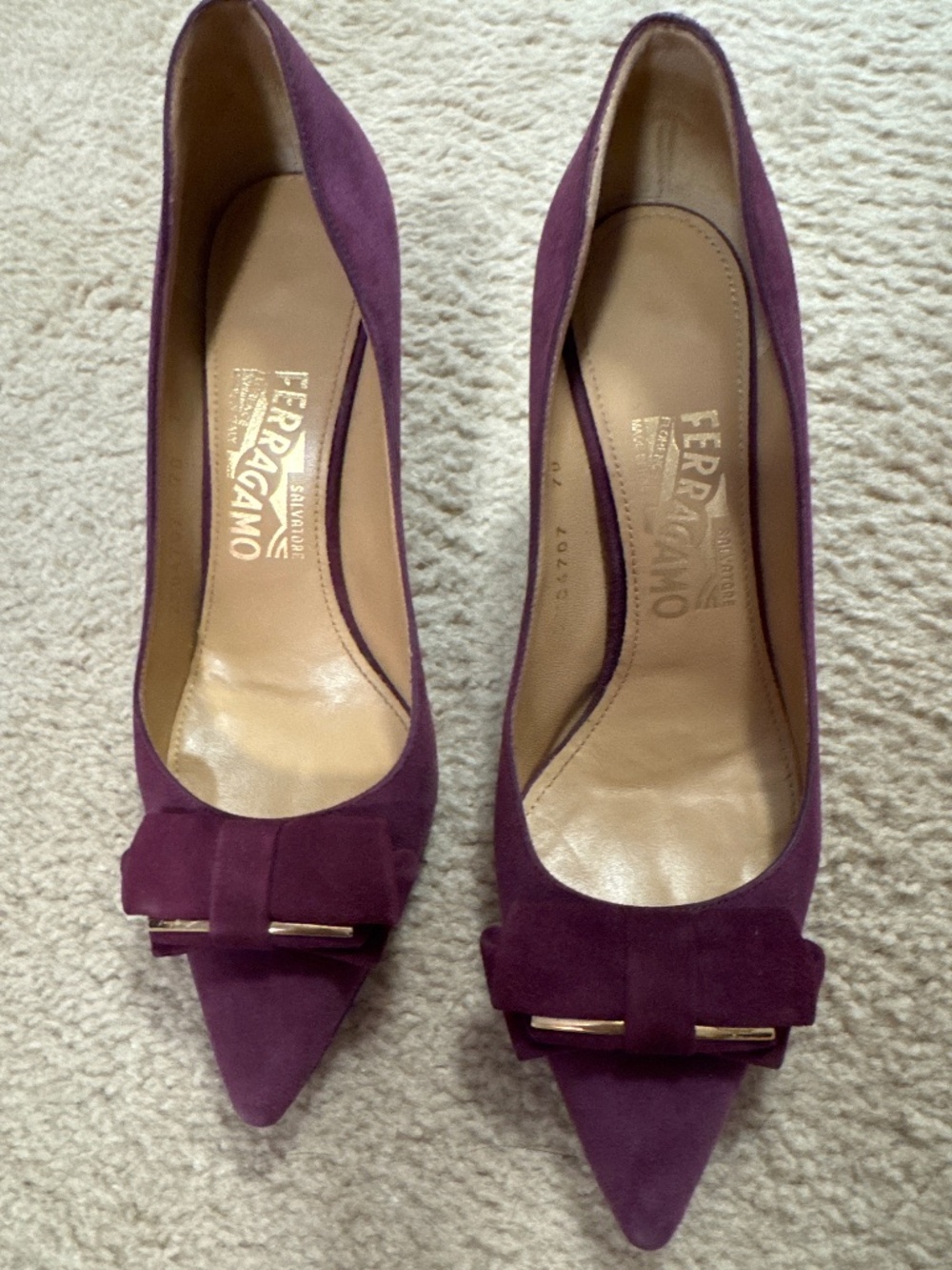 Purple Suede Ferragamo Heels Size 7 1/2